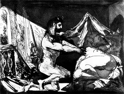 Faun Unveiling a Sleeping Girl Jupiter and Antiope after Rembrandt Pablo Picasso
